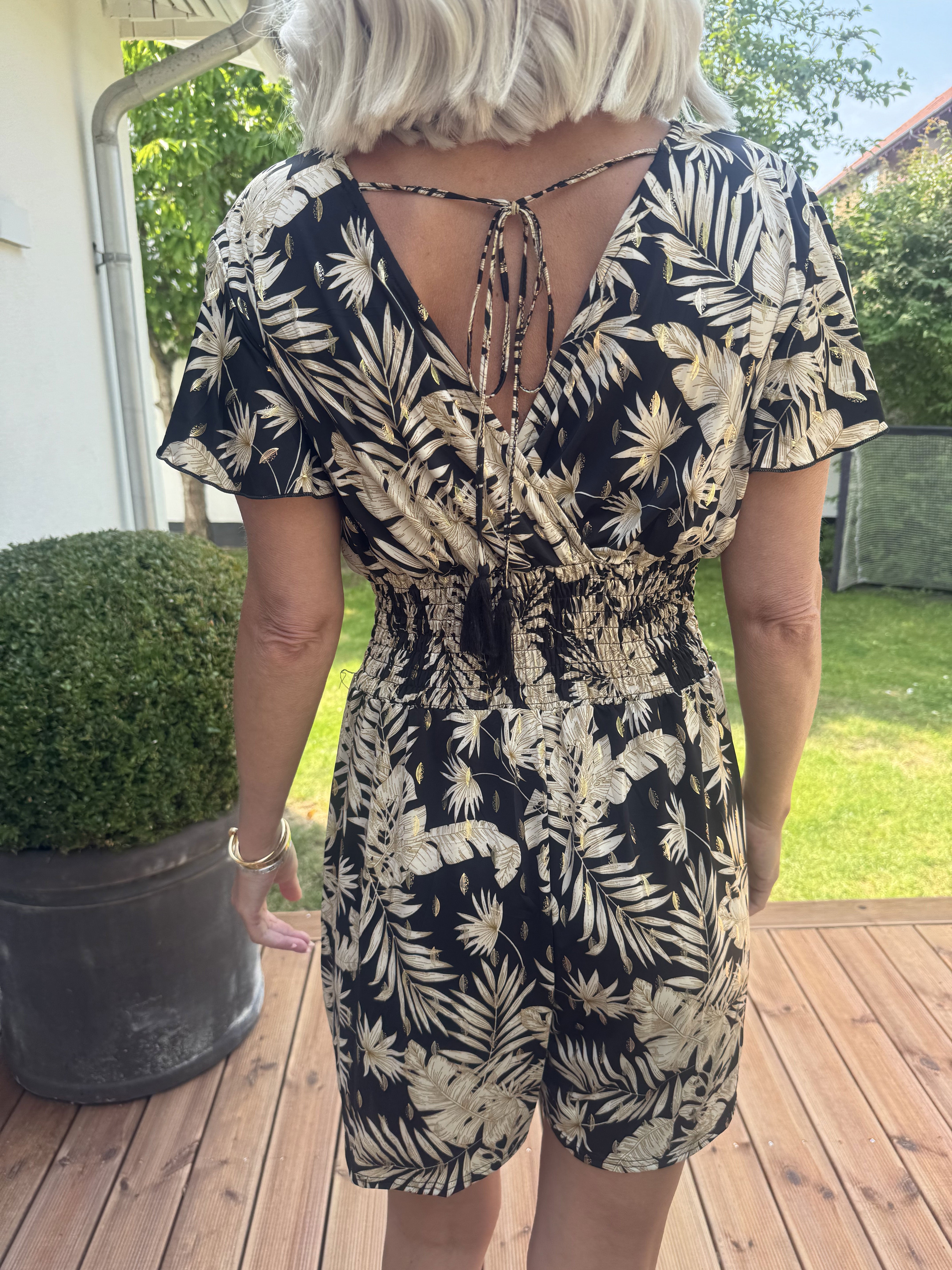 Pams Gold Leaf Playsuit - Elastisk playsuit med lommer